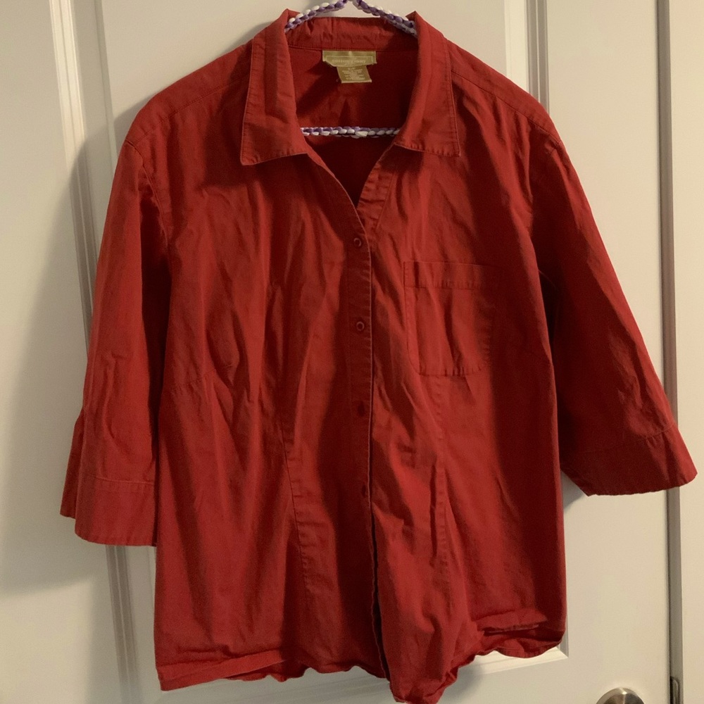 Red Button Up Top